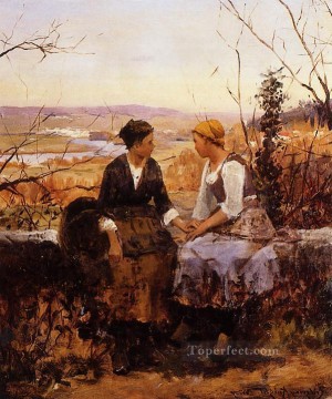 Daniel Ridgway Knight Painting - The Two Friends countrywoman Daniel Ridgway Knight